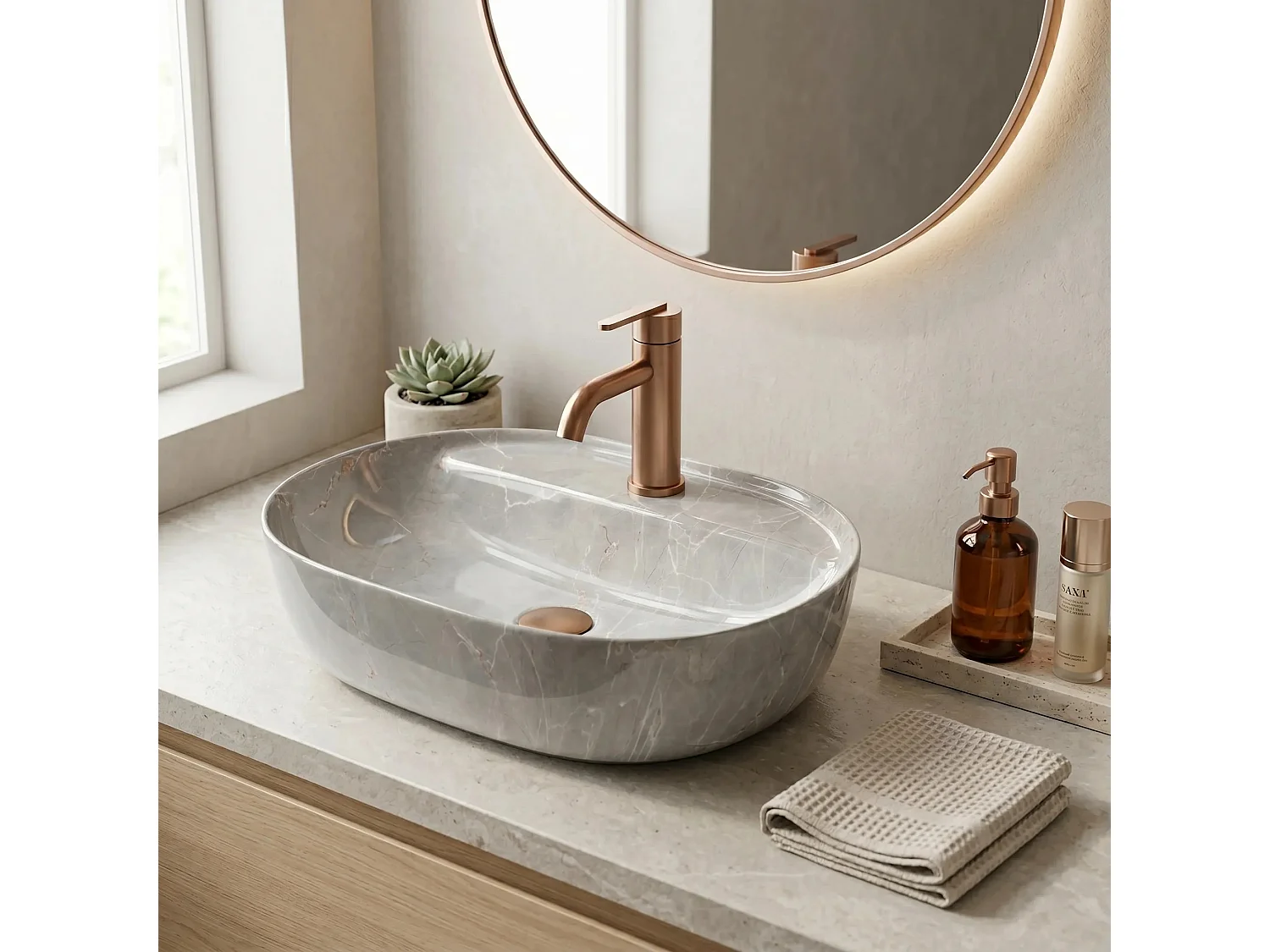 Bordmonteret Håndvask Rea Aura 51 Kashmir Grey