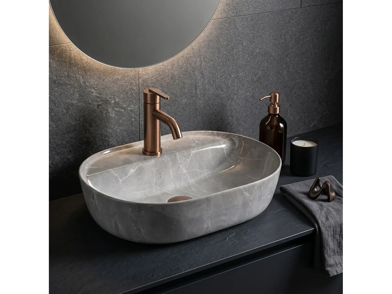 Bordmonteret Håndvask Rea Aura 51 Kashmir Grey
