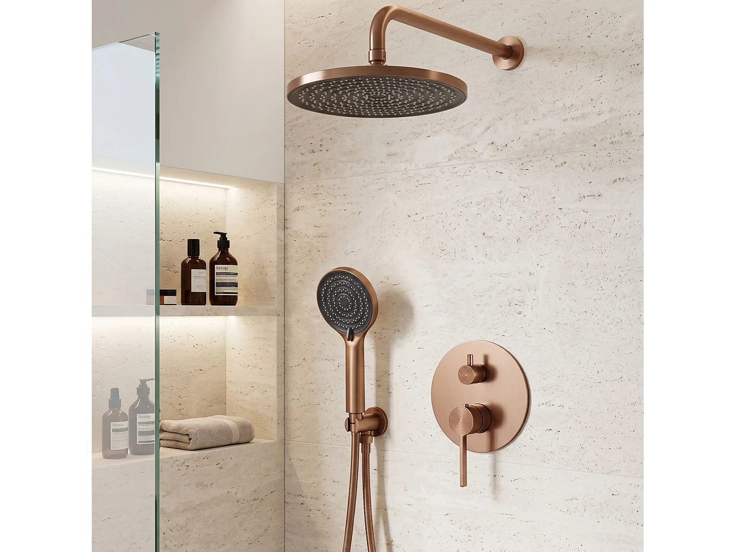 Ensemble De Douche Encastré Rea Foster + Box Brush Copper