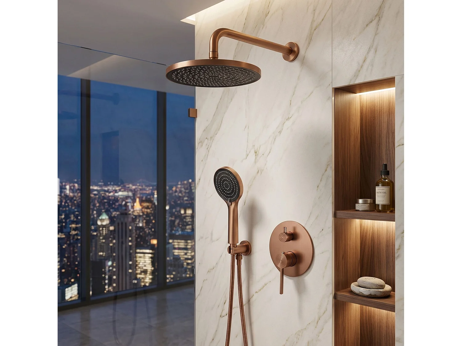 Ensemble De Douche Encastré Rea Foster + Box Brush Copper
