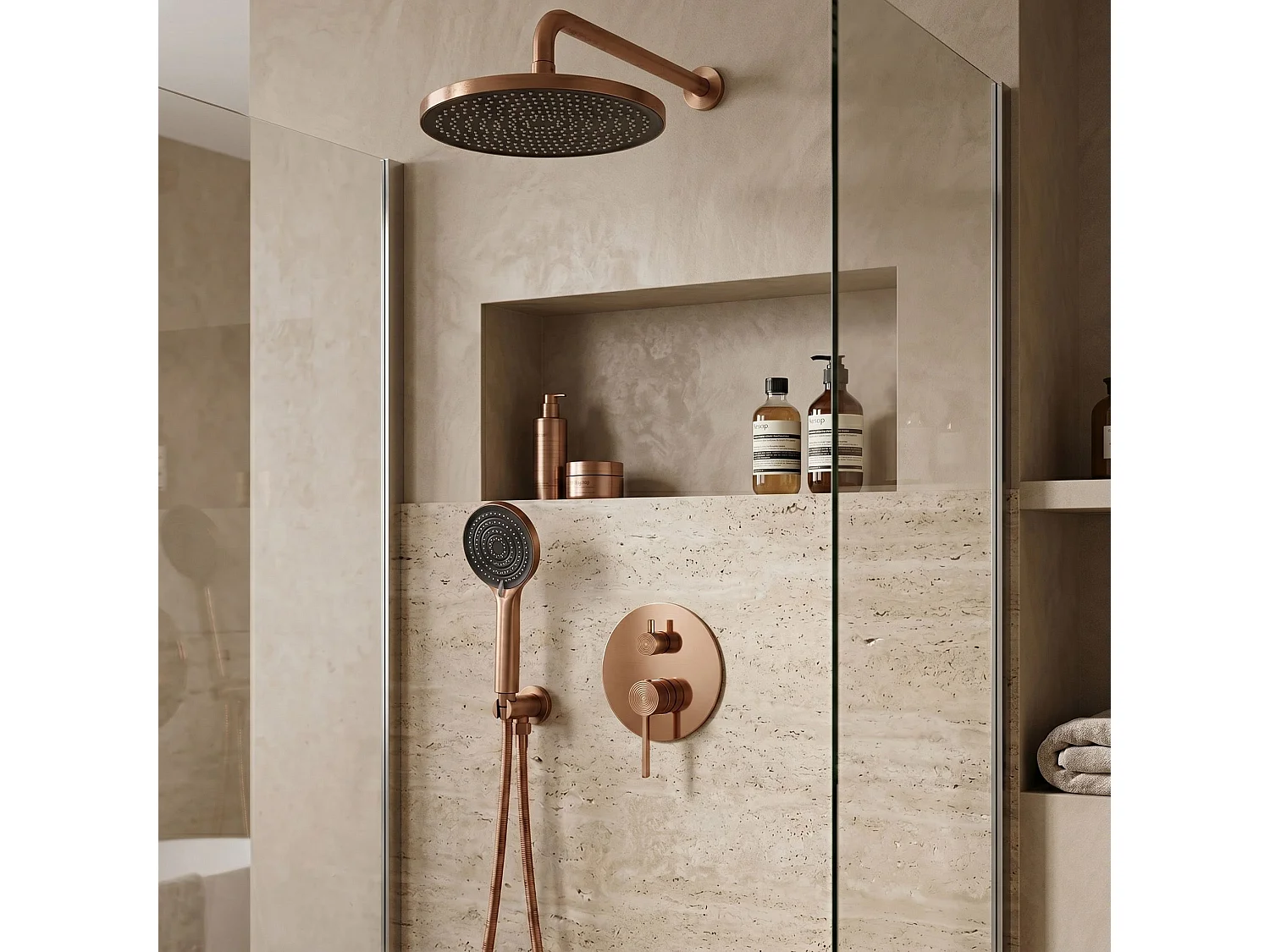 Ensemble De Douche Encastré Rea Foster + Box Brush Copper