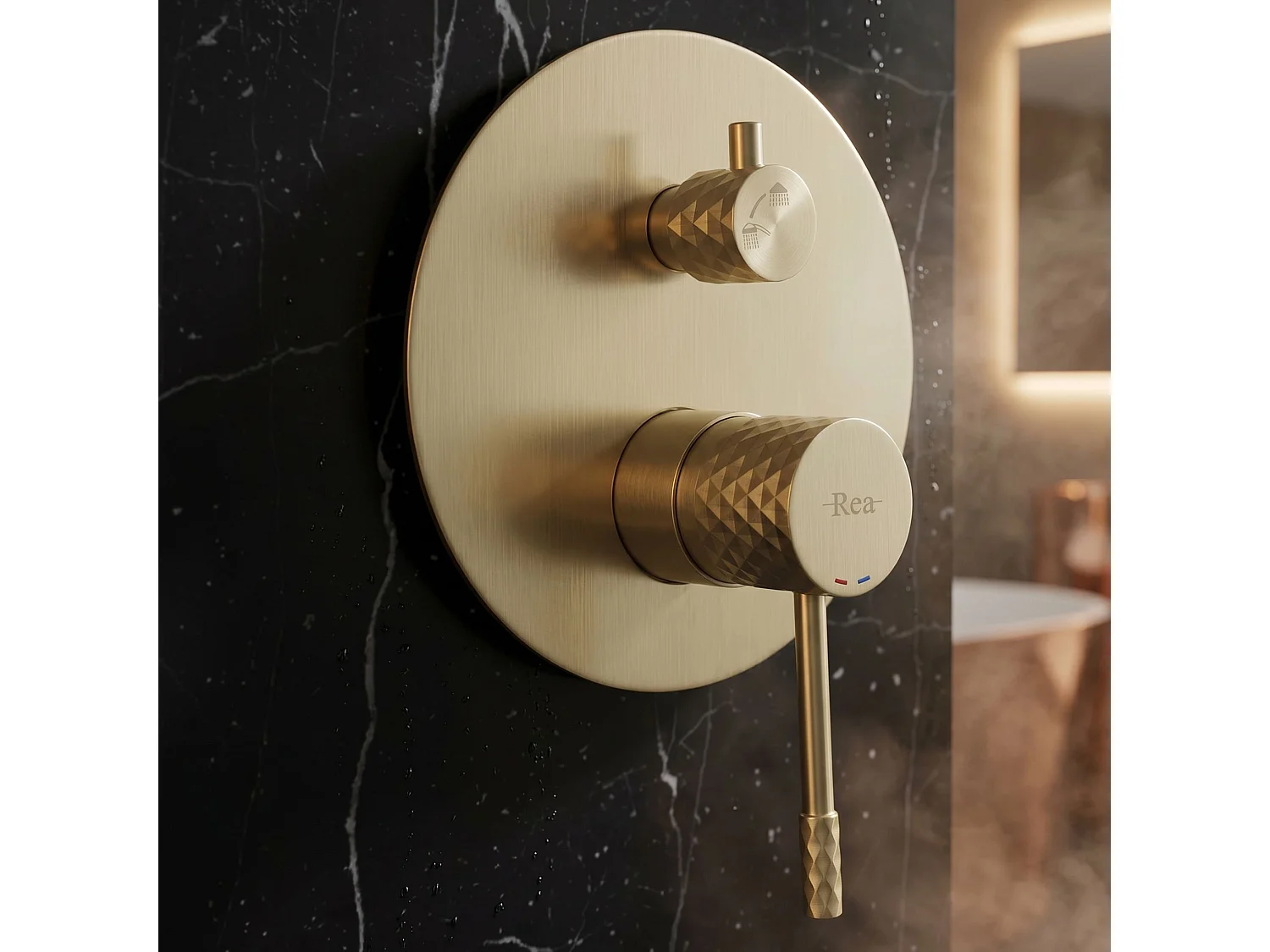Ensemble De Douche Encastré Rea Lungo Diamond + Box Brush Gold