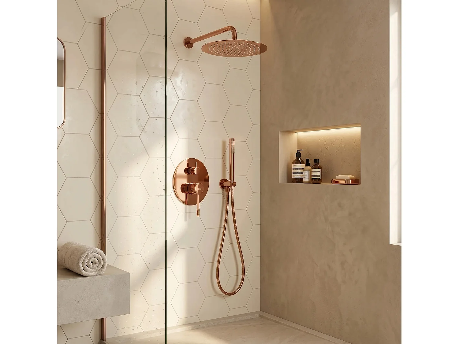 Conjunto De Duche Embutido Rea Js-625103-1Rg Copper