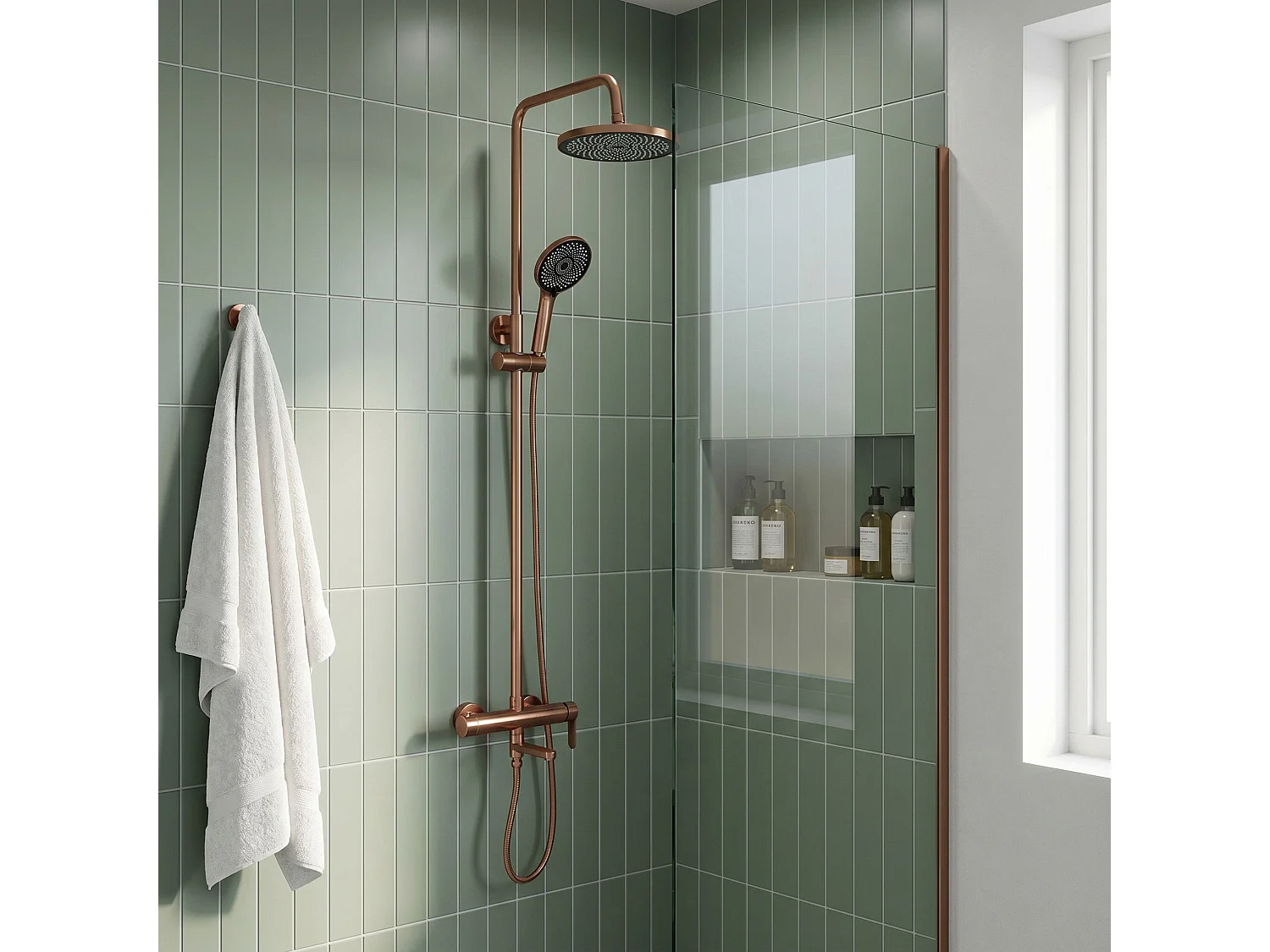 Shower Set Rea Arcos Brush Copper