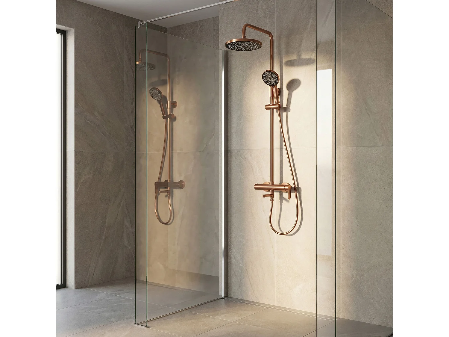 Shower Set Rea Arcos Brush Copper