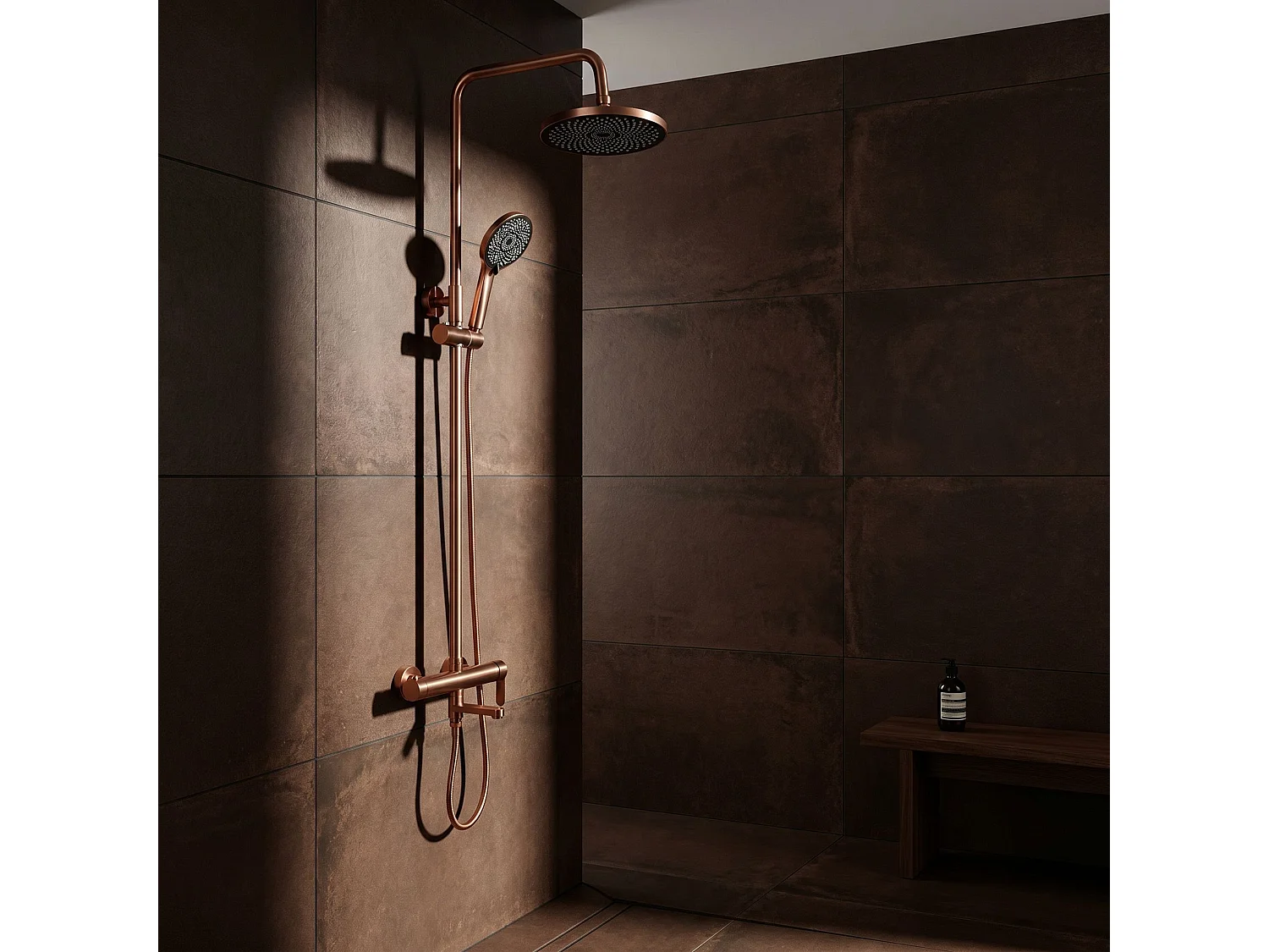 Shower Set Rea Arcos Brush Copper