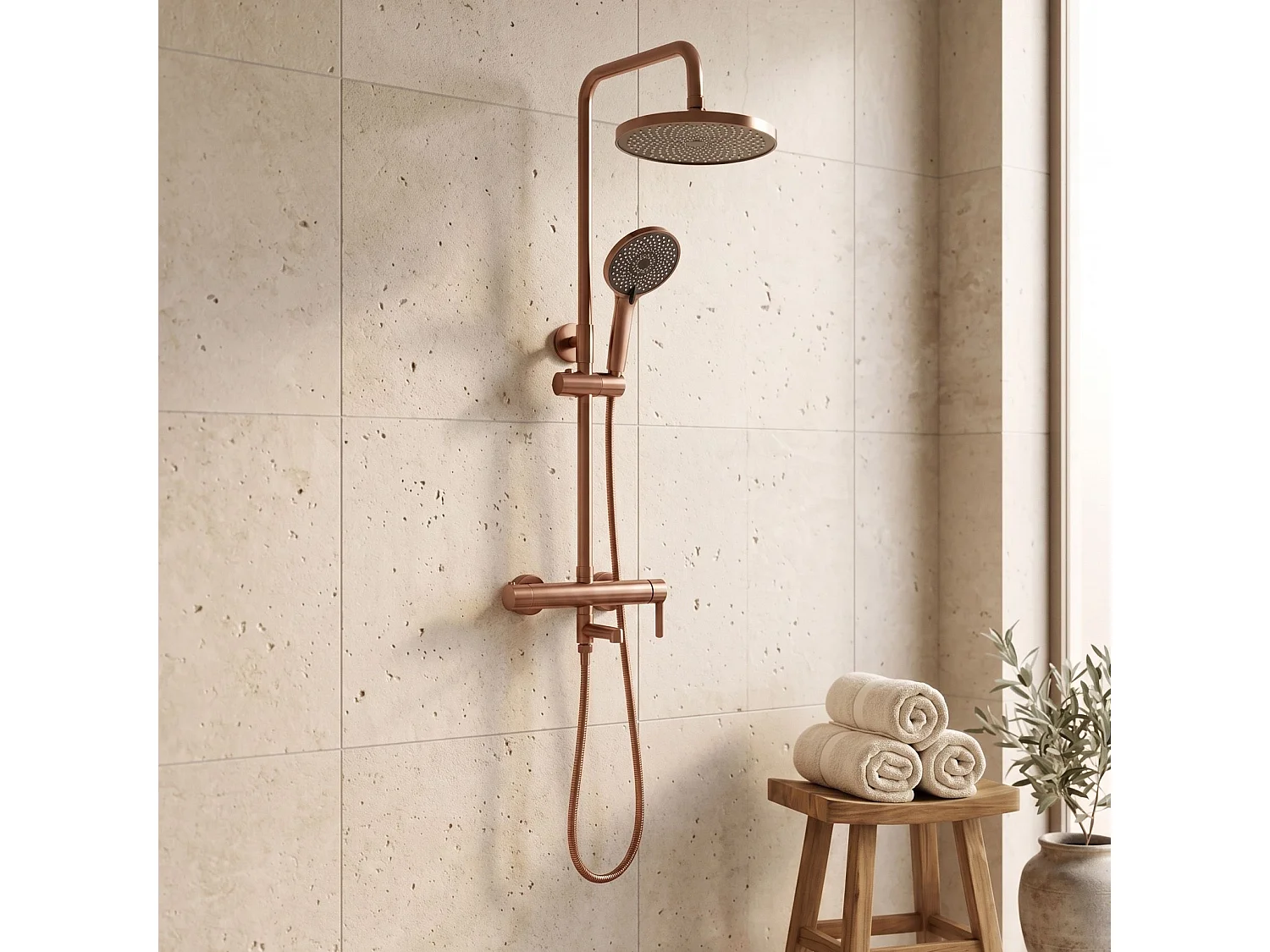 Shower Set Rea Arcos Brush Copper