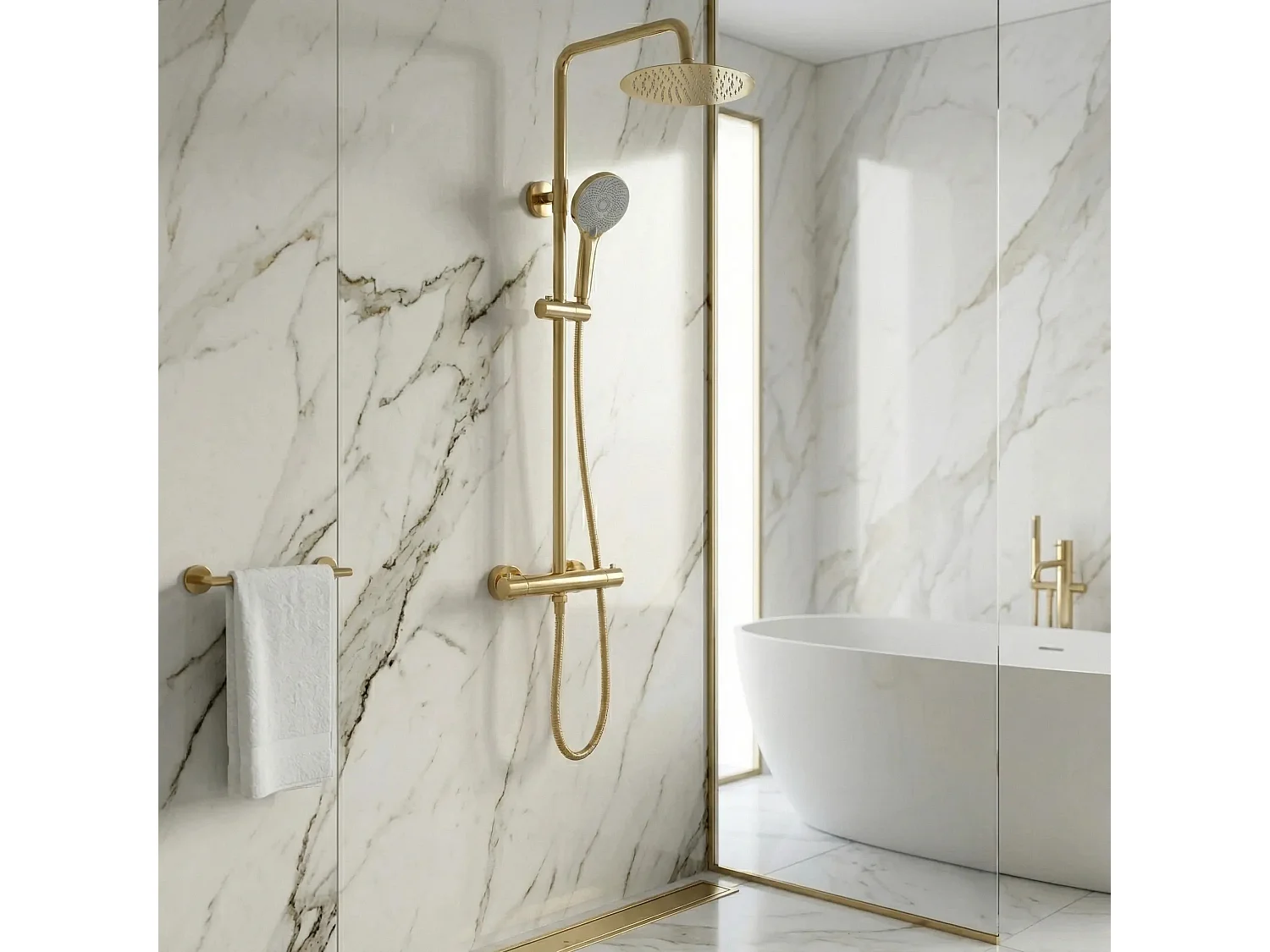 Duschset Ohne Auslauf Rea Lungo + Termostat Gold