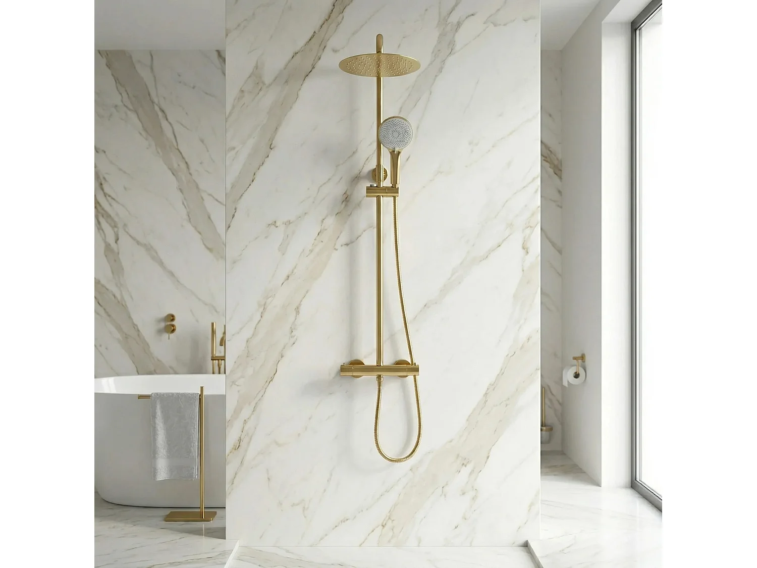 Duschset Ohne Auslauf Rea Lungo + Termostat Gold