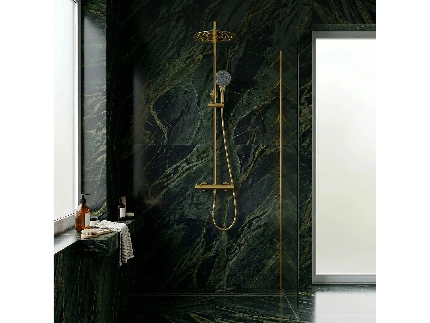 Duschset Ohne Auslauf Rea Lungo + Termostat Gold