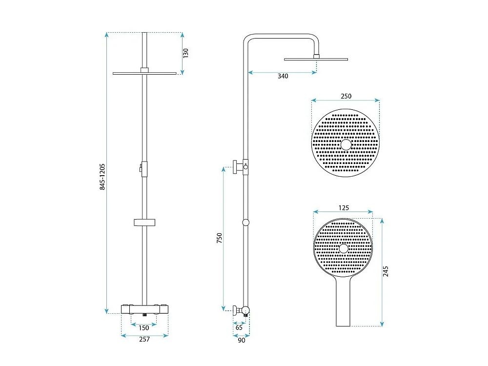 Duschset Ohne Auslauf Rea Lungo + Termostat Gold