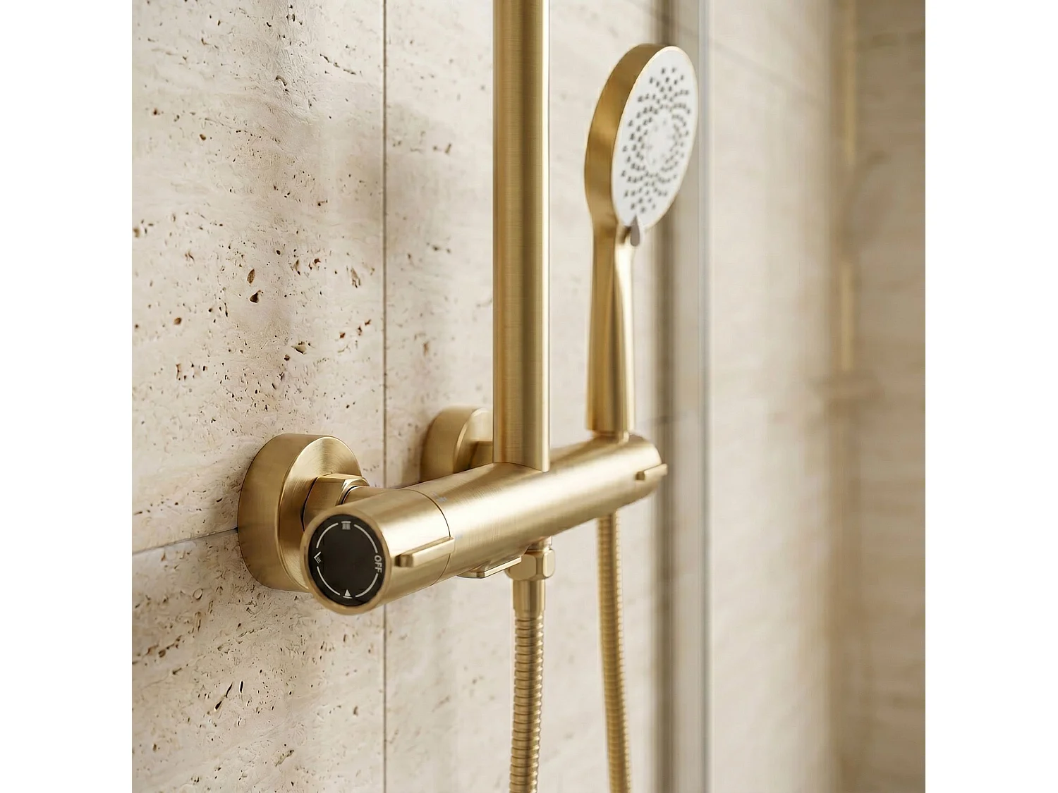 Doucheset Rea Drop Termostat Brush Gold