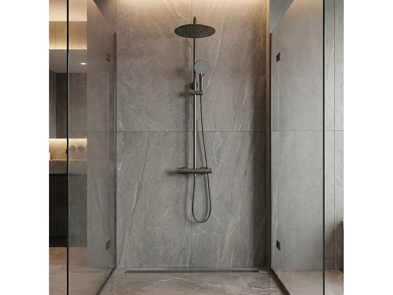 Duschset Rea Lungo + Termostat Titanium
