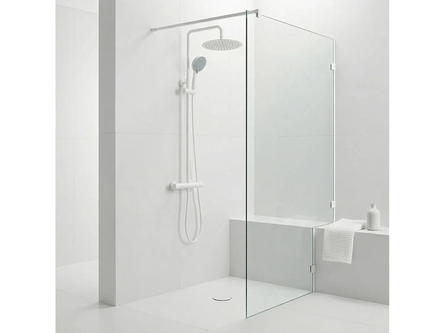 Conjunto De Chuveiro Sem Bica Rea Lungo + Termostat White