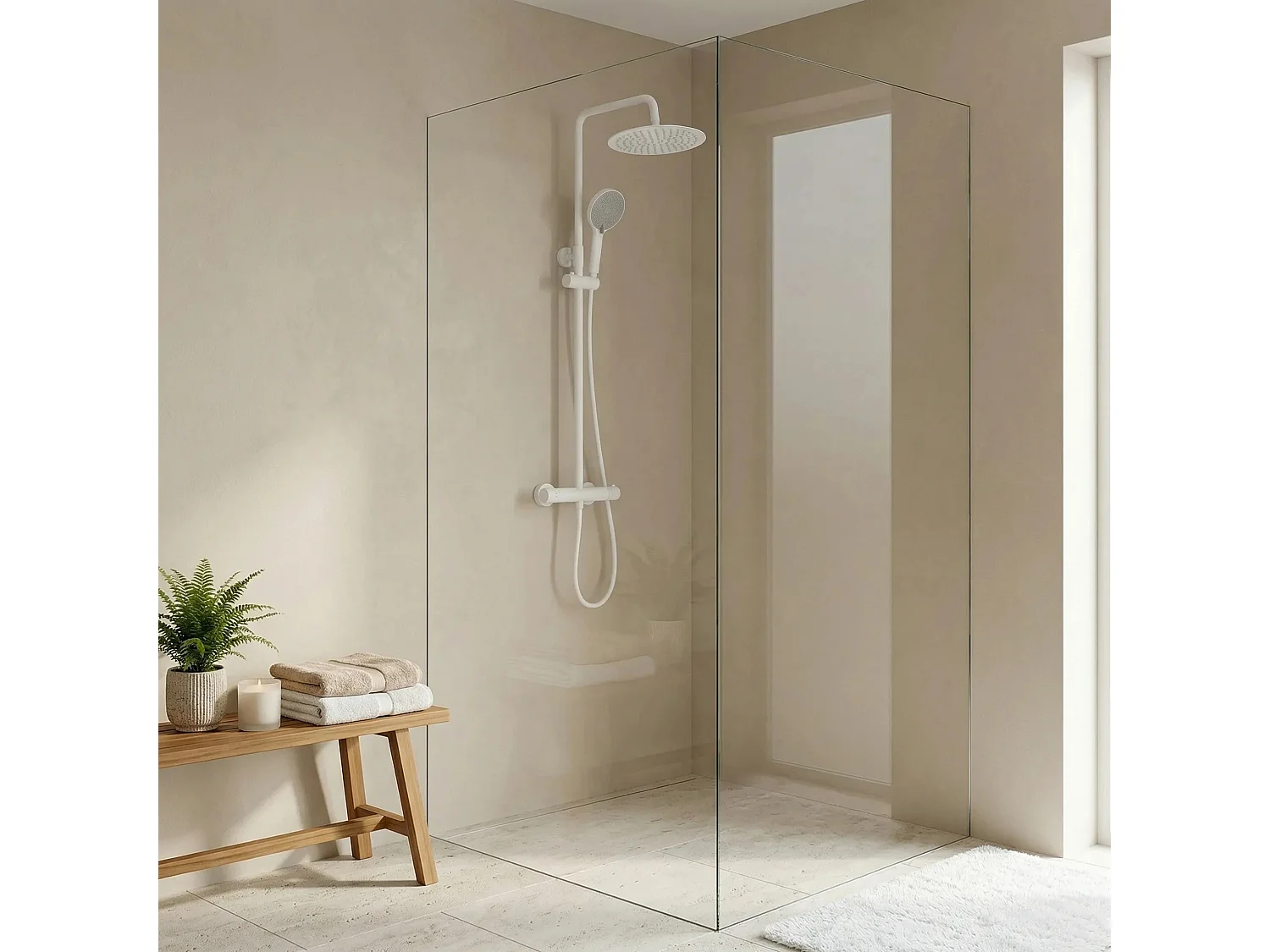 Conjunto De Chuveiro Sem Bica Rea Lungo + Termostat White