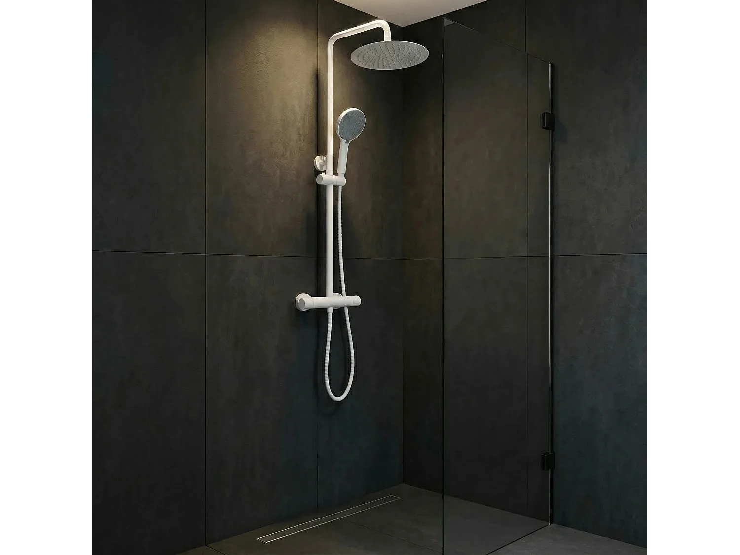 Conjunto De Chuveiro Sem Bica Rea Lungo + Termostat White