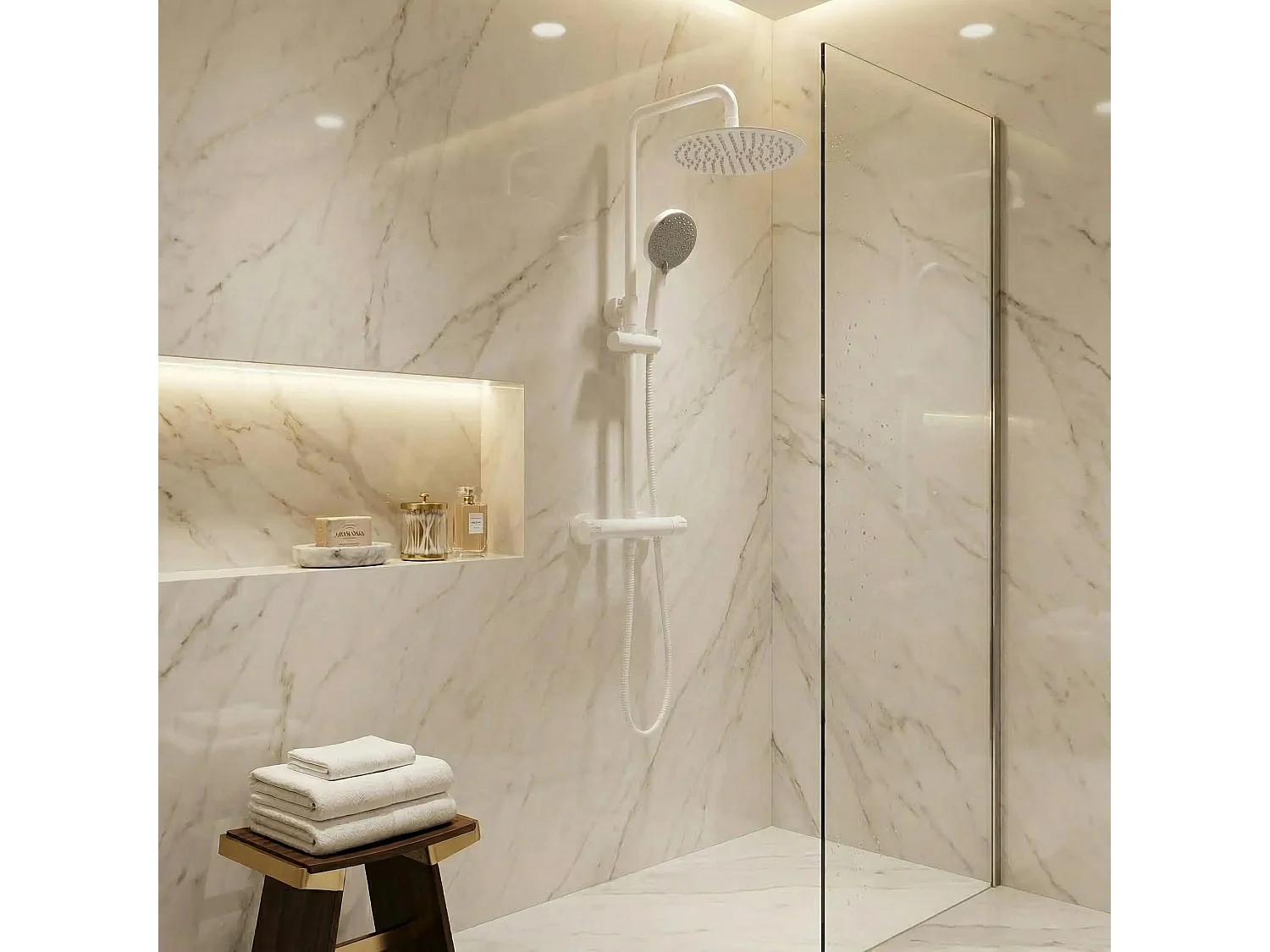 Conjunto De Chuveiro Sem Bica Rea Lungo + Termostat White