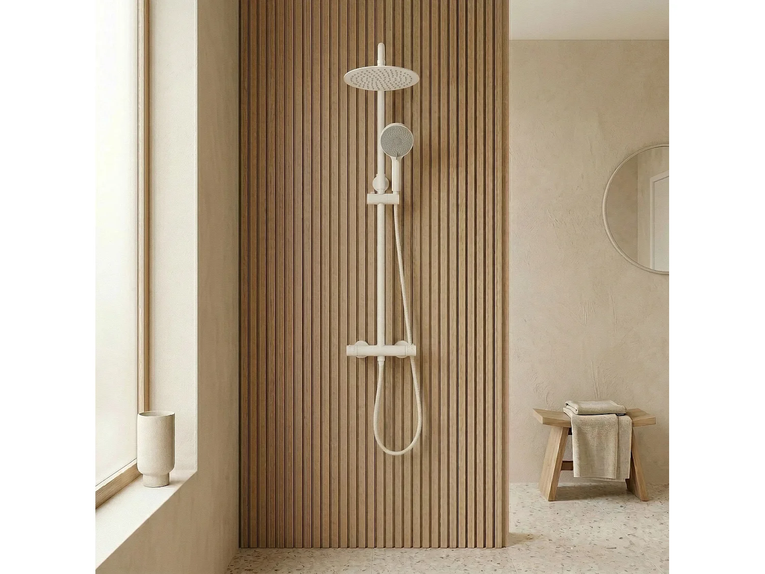 Conjunto De Chuveiro Sem Bica Rea Lungo + Termostat White