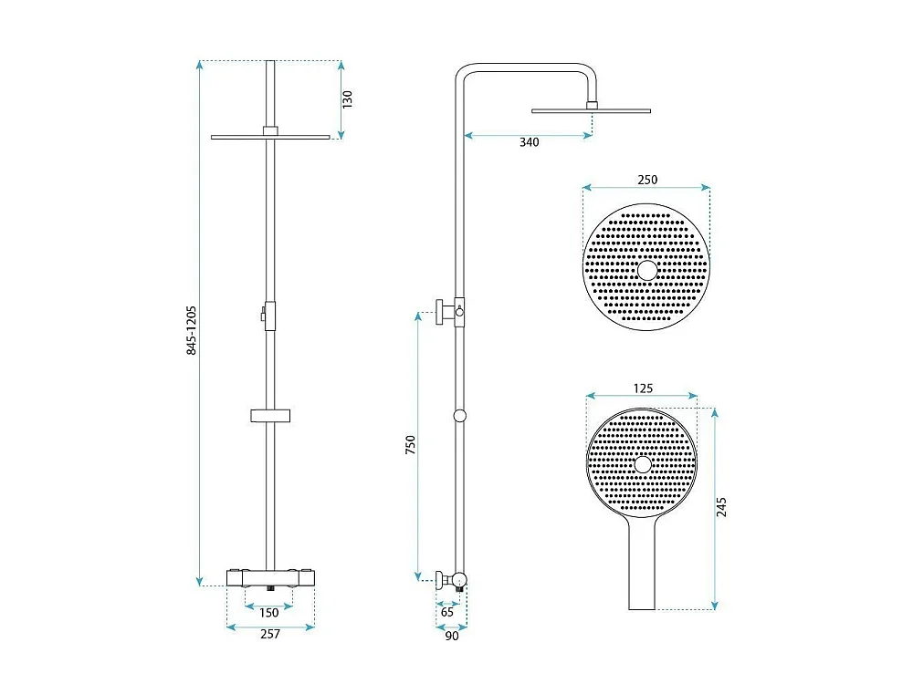 Conjunto De Chuveiro Sem Bica Rea Lungo + Termostat White