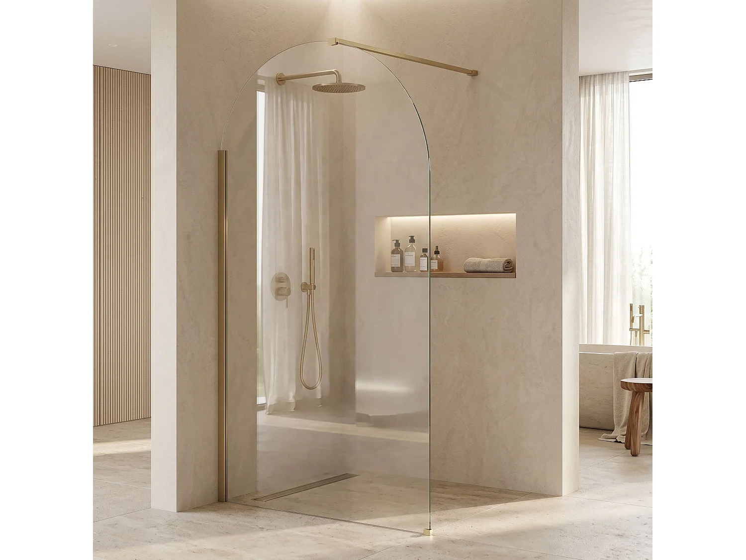 Douchescherm Rea Heaven 120 Walk-In Brush Gold