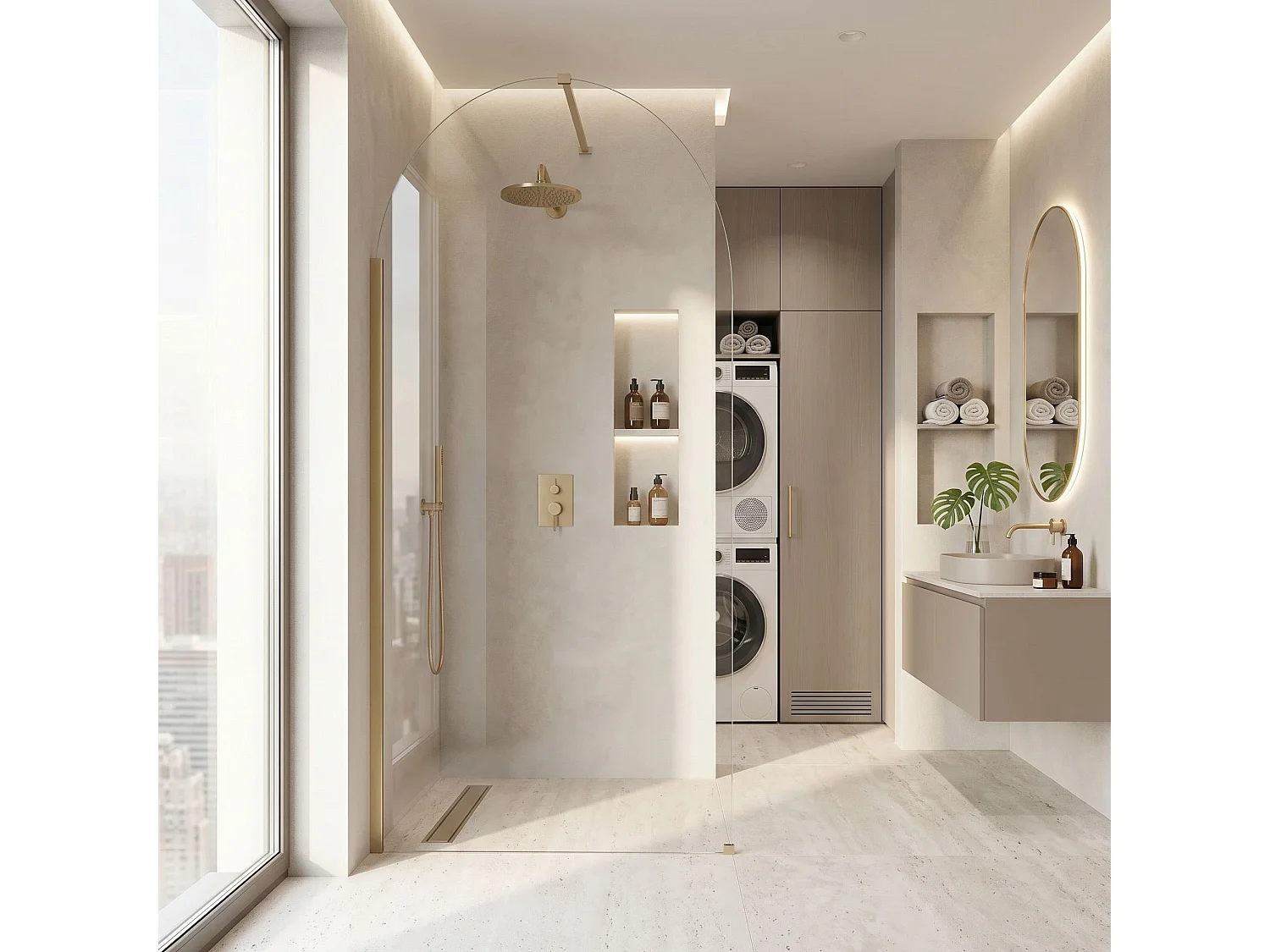 Douchescherm Rea Heaven 120 Walk-In Brush Gold