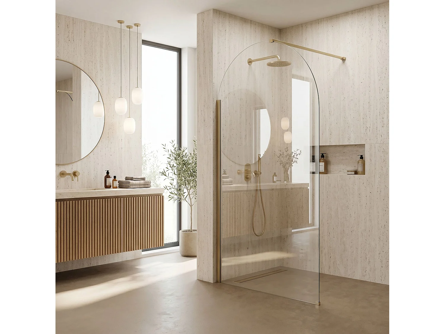 Douchescherm Rea Heaven 120 Walk-In Brush Gold