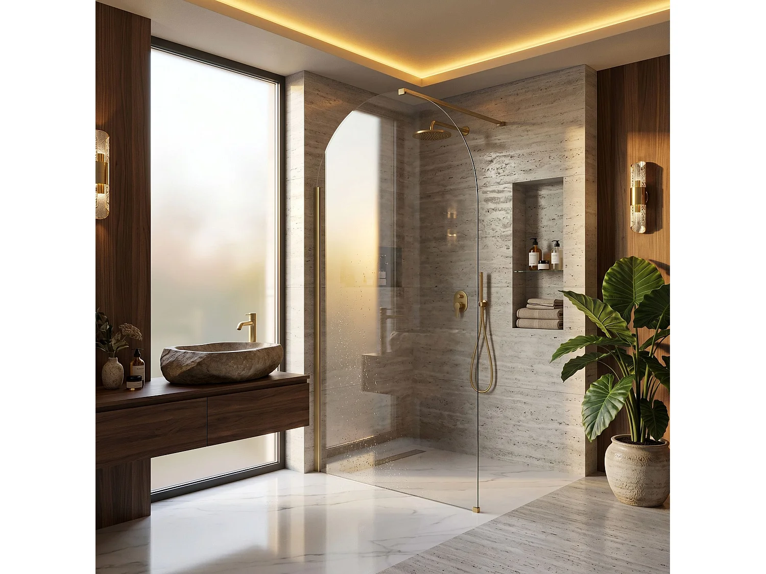 Douchescherm Rea Heaven 90 Walk-In Brush Gold