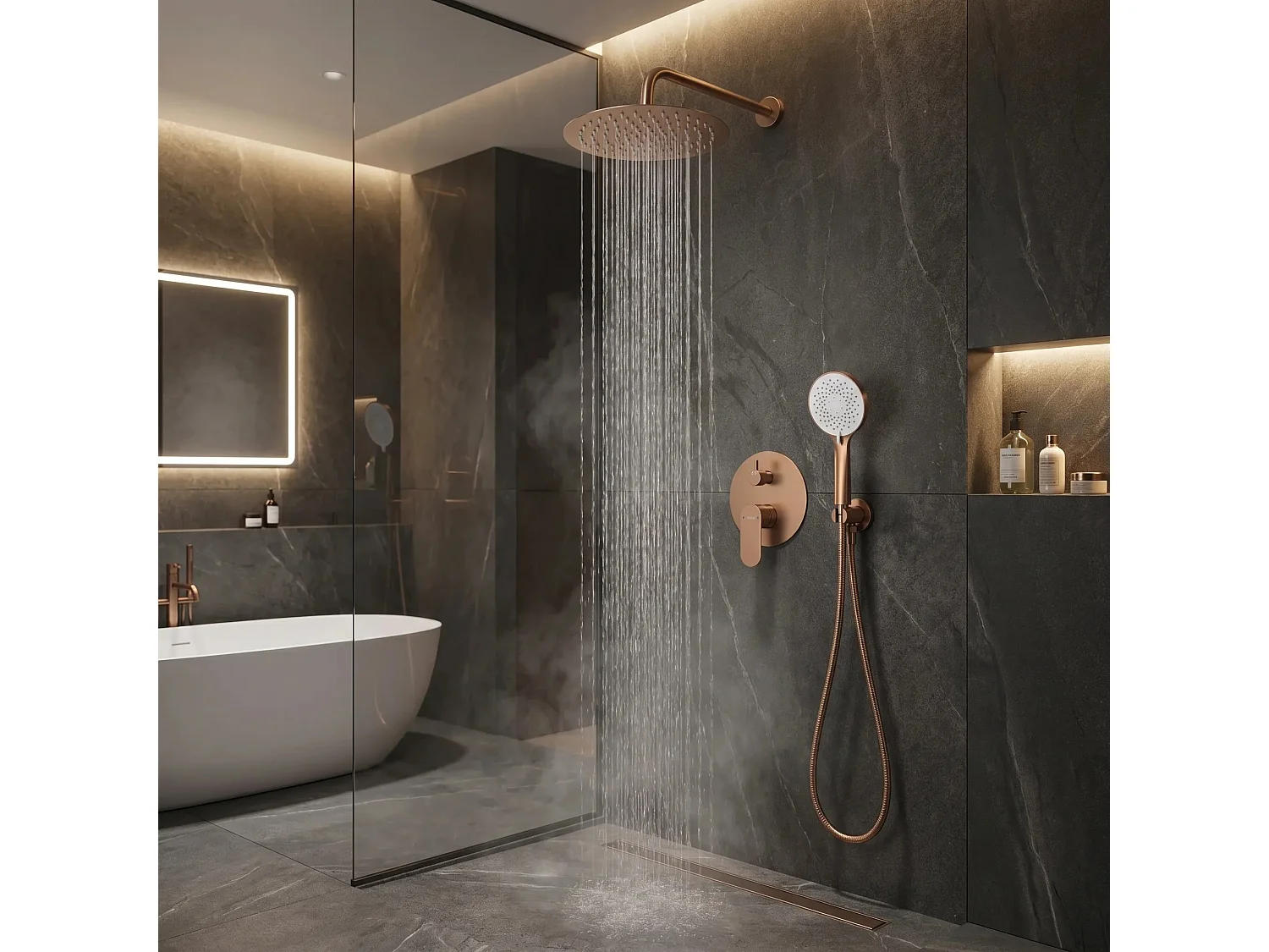 Ensemble De Douche Rea Drop + Box Brush Copper