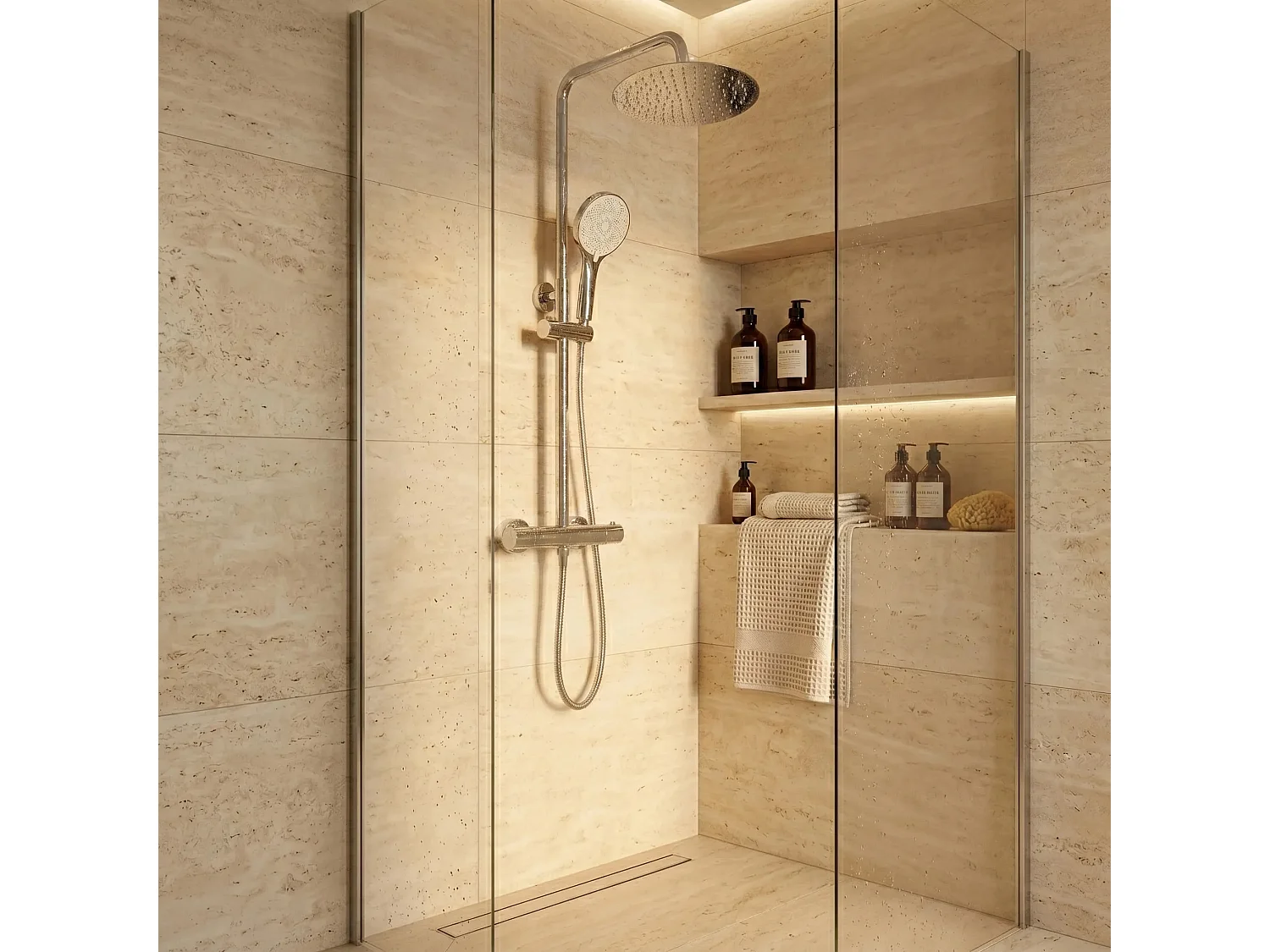 Conjunto De Chuveiro Rea Lungo + Termostat Chrome