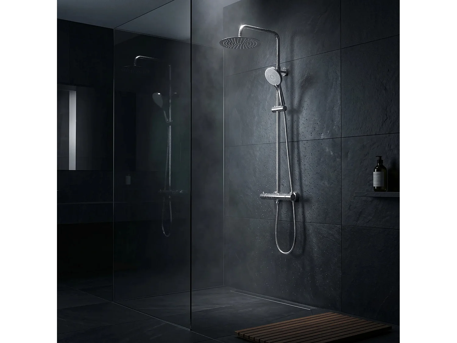 Conjunto De Chuveiro Rea Lungo + Termostat Chrome