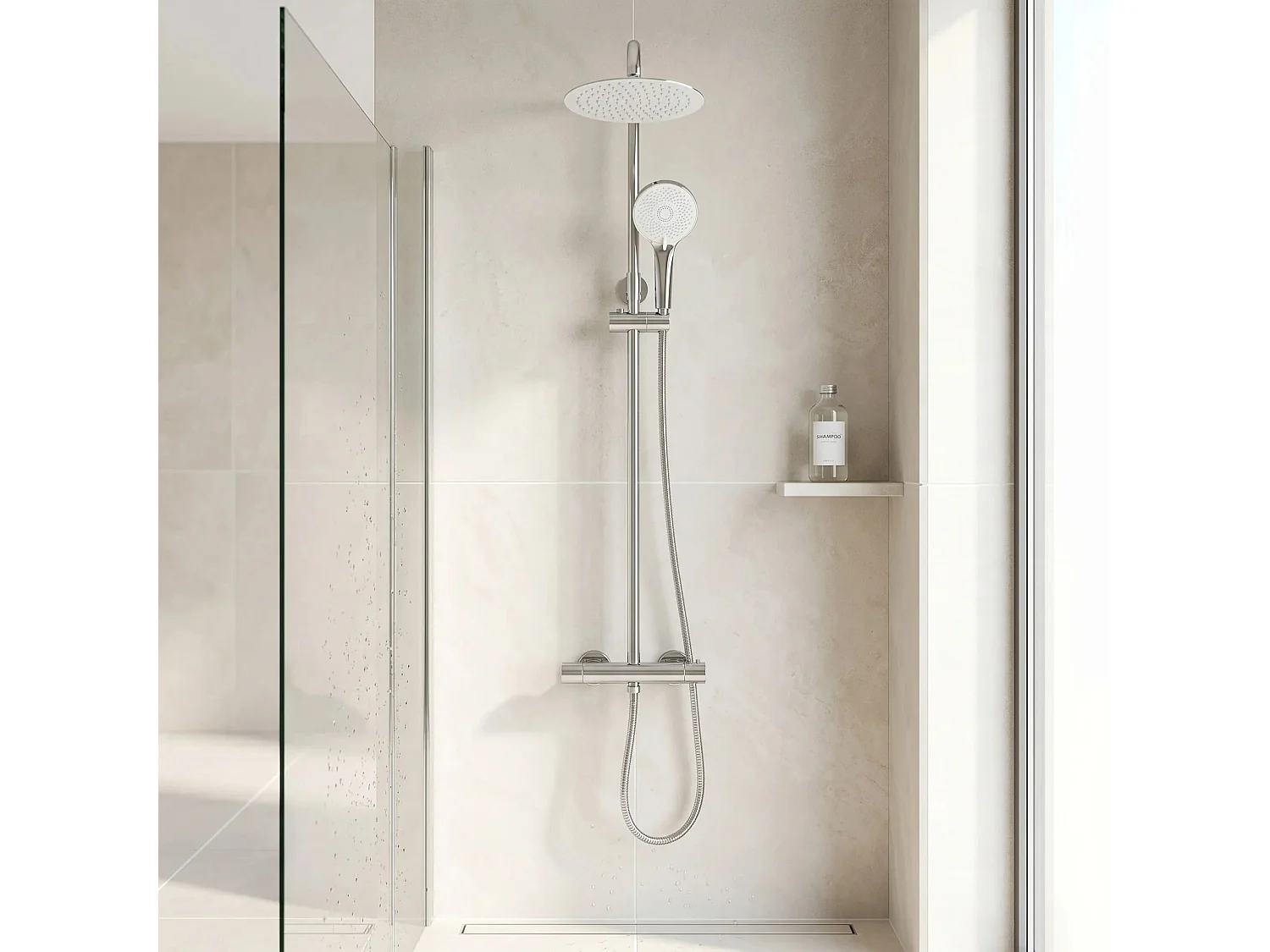Conjunto De Chuveiro Rea Lungo + Termostat Chrome