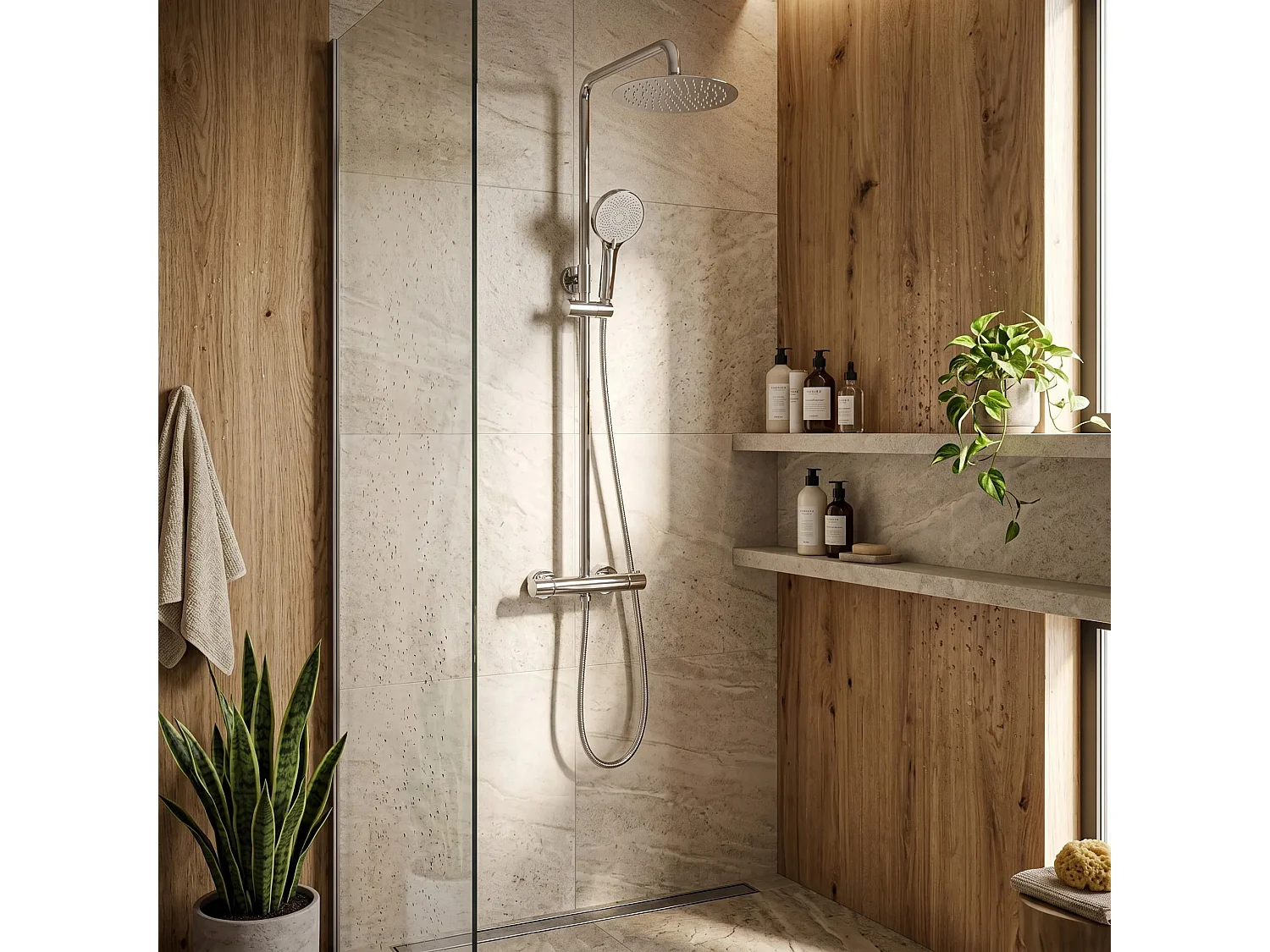 Conjunto De Chuveiro Rea Lungo + Termostat Chrome
