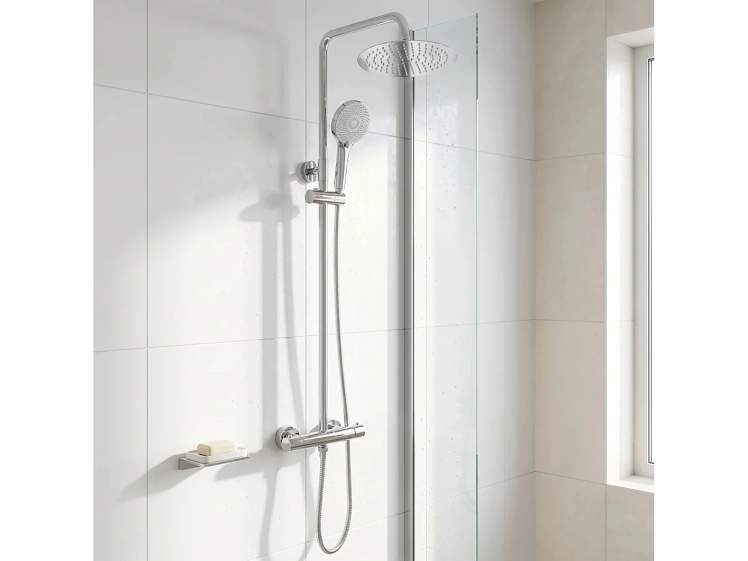 Conjunto De Chuveiro Rea Lungo + Termostat Chrome