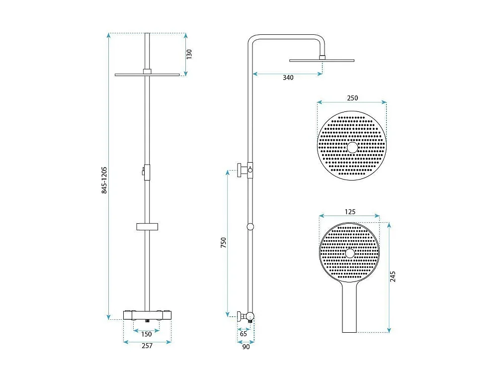 Conjunto De Chuveiro Rea Lungo + Termostat Chrome