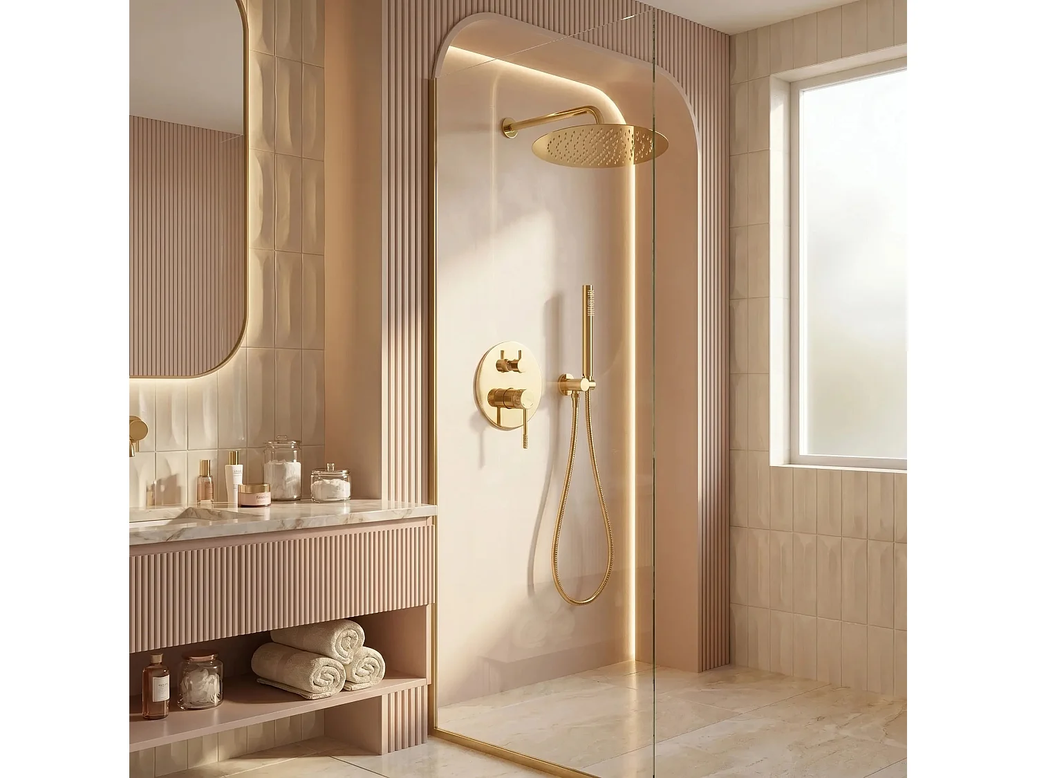 Conjunto De Duche Embutido Rea Js-625103-1G Gold