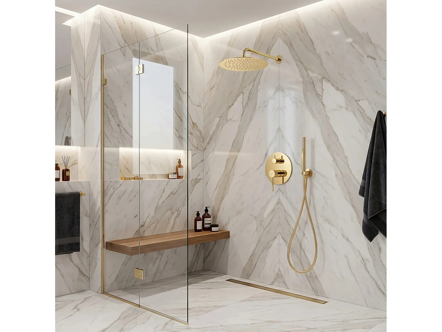 Conjunto De Duche Embutido Rea Js-625103-1G Gold