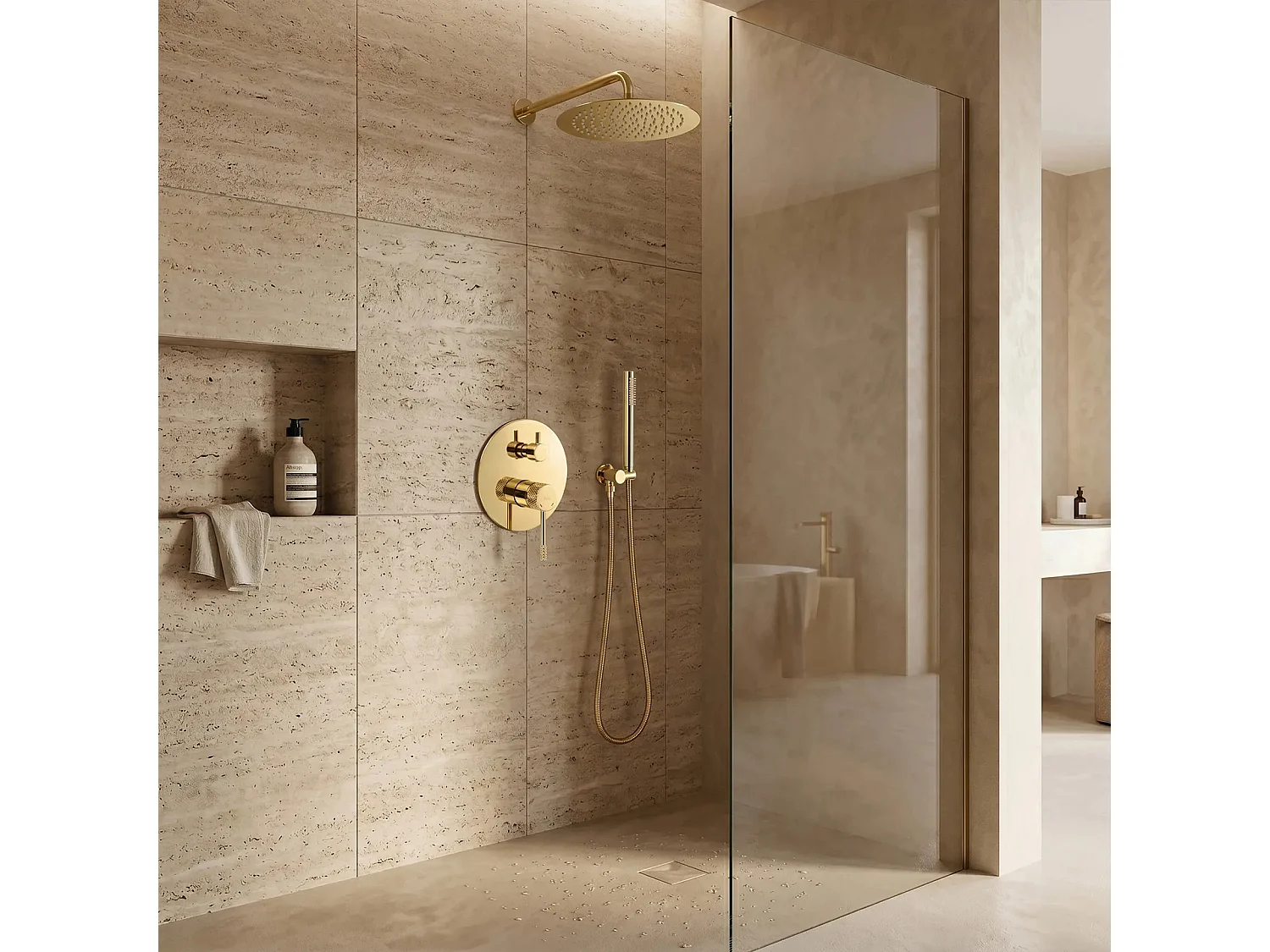 Conjunto De Duche Embutido Rea Js-625103-1G Gold