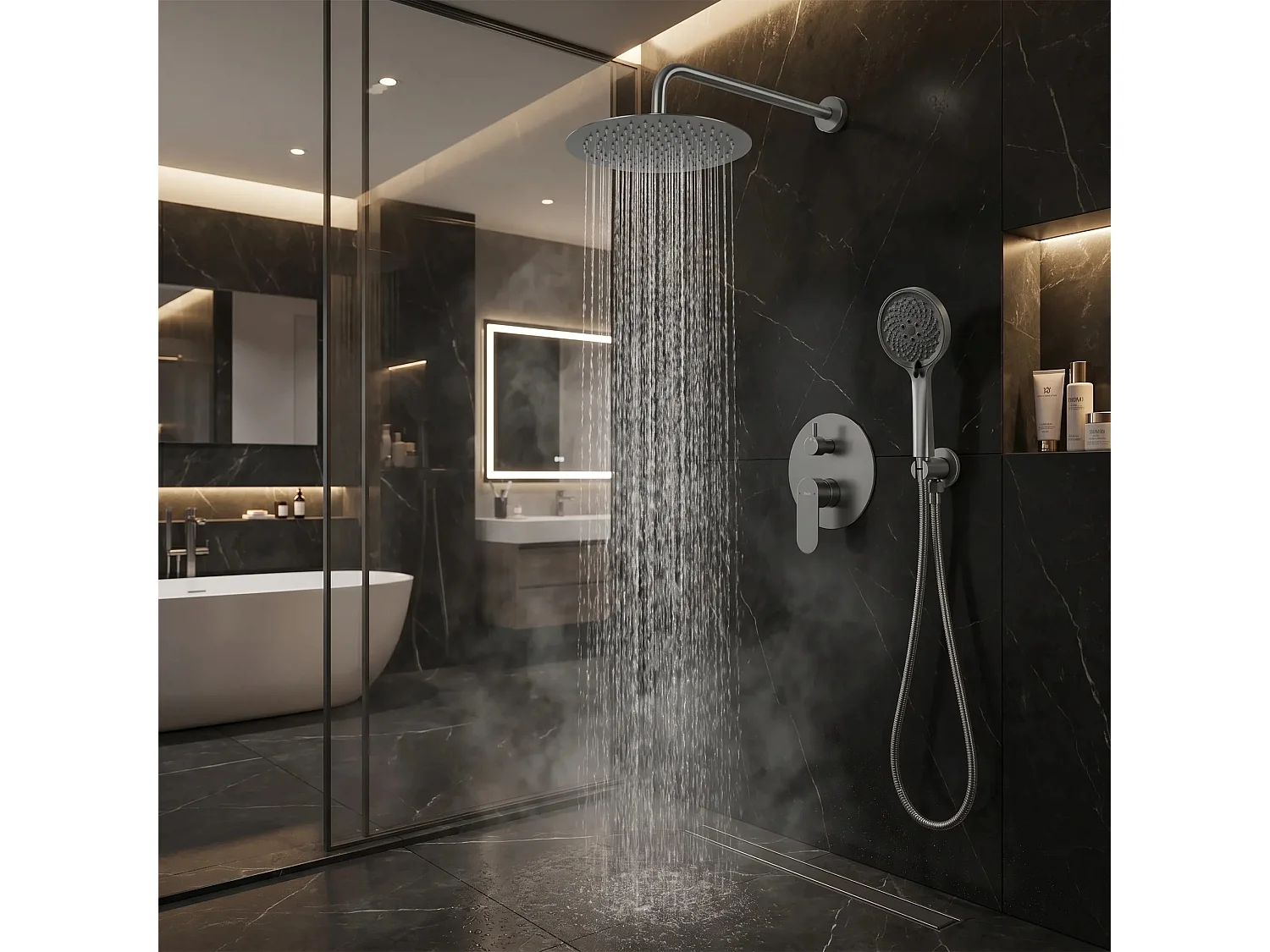 Ensemble De Douche Encastré Rea Drop Black