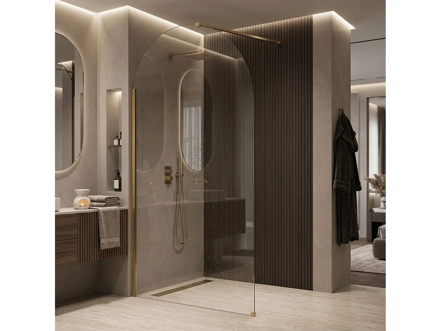 Douchescherm Rea Heaven 110 Walk-In Brush Gold