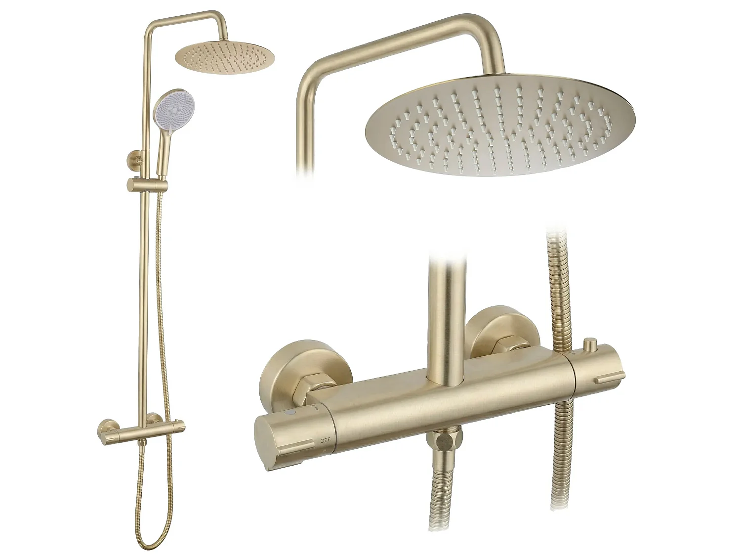 Doucheset Rea Lungo + Termostat Brush Gold