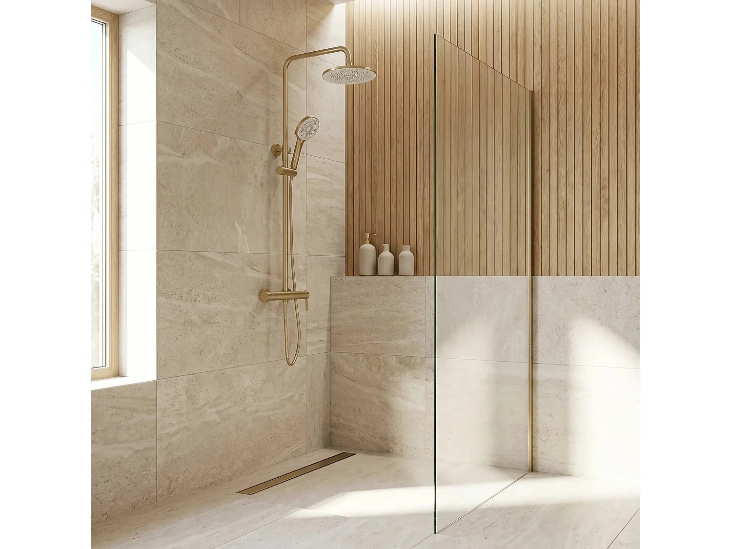 Ensemble De Douche Rea Rivo Brush Gold