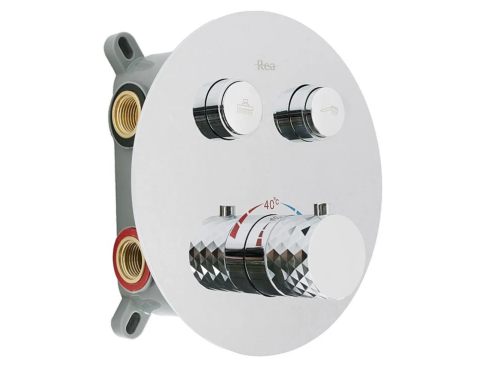Rea lungo diamond indbygnings brusesæt + box THERMOSTAT, krom, 36X19X22,5CM