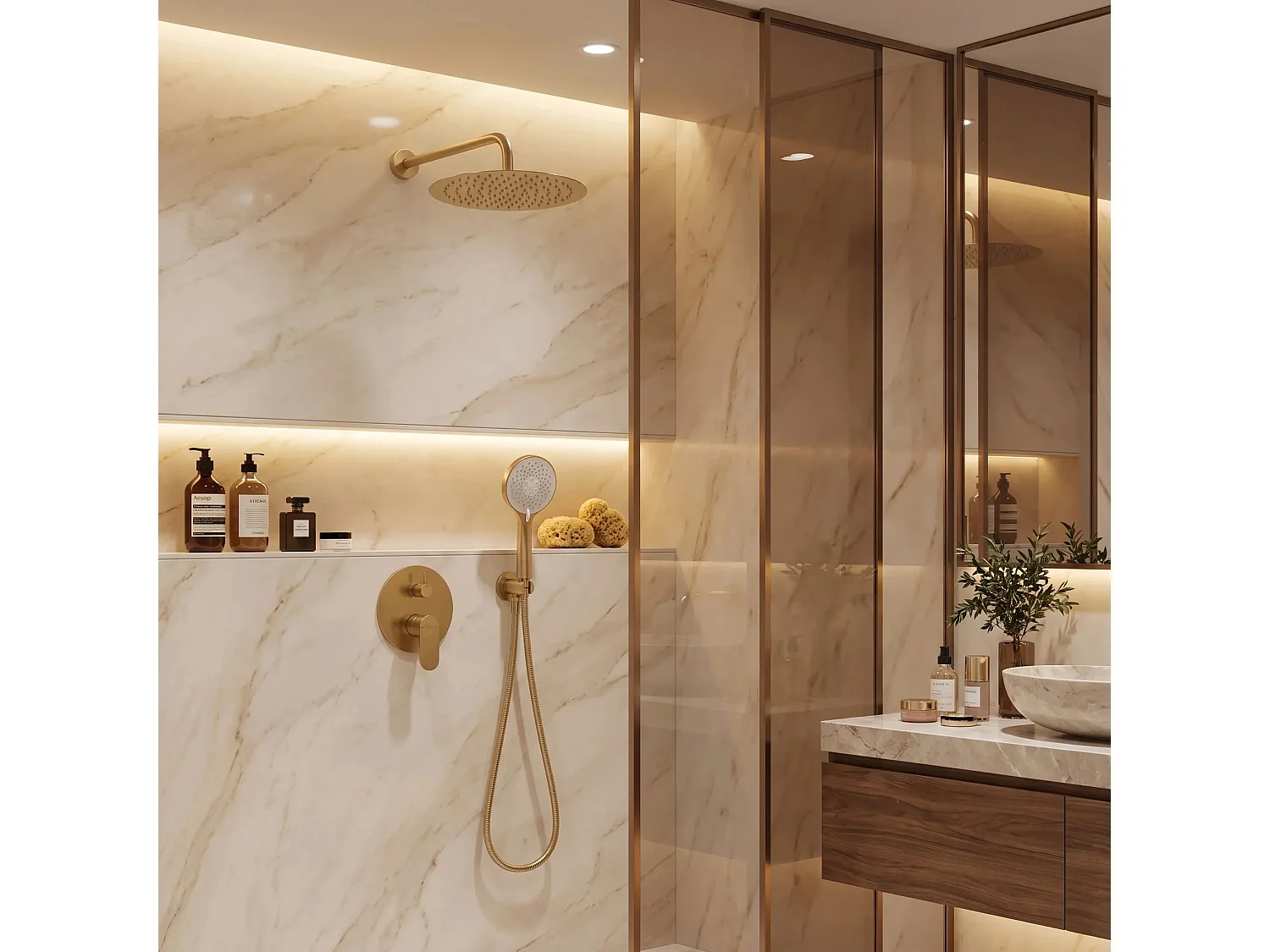 Ensemble De Douche Encastré Rea Drop Brush Gold