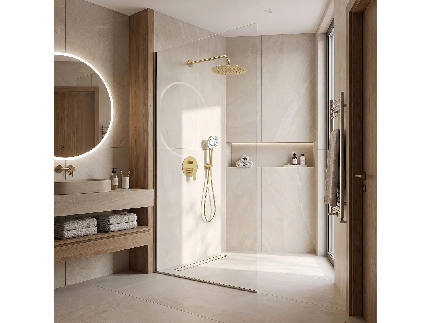 Ensemble De Douche Encastré Rea Drop Brush Gold