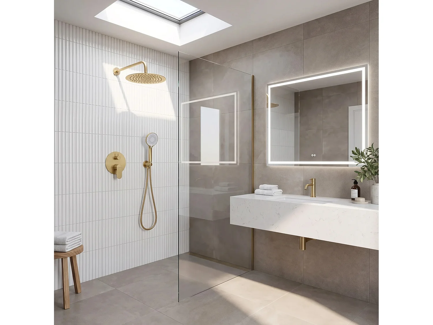 Ensemble De Douche Encastré Rea Drop Brush Gold