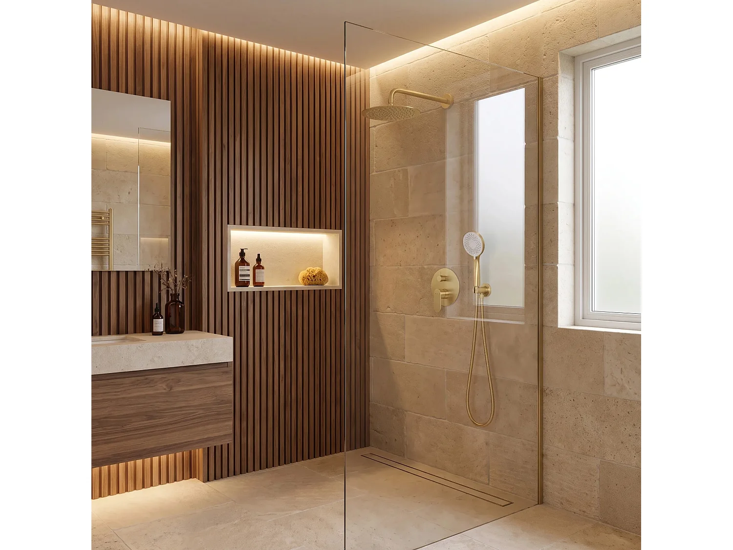 Ensemble De Douche Encastré Rea Drop Brush Gold
