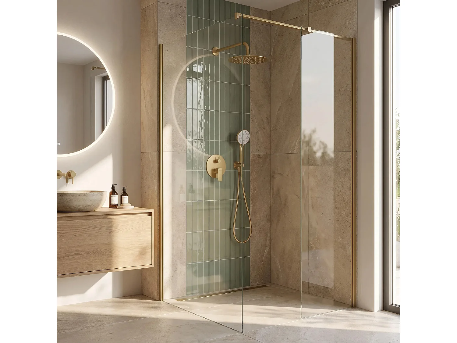 Ensemble De Douche Encastré Rea Drop Brush Gold