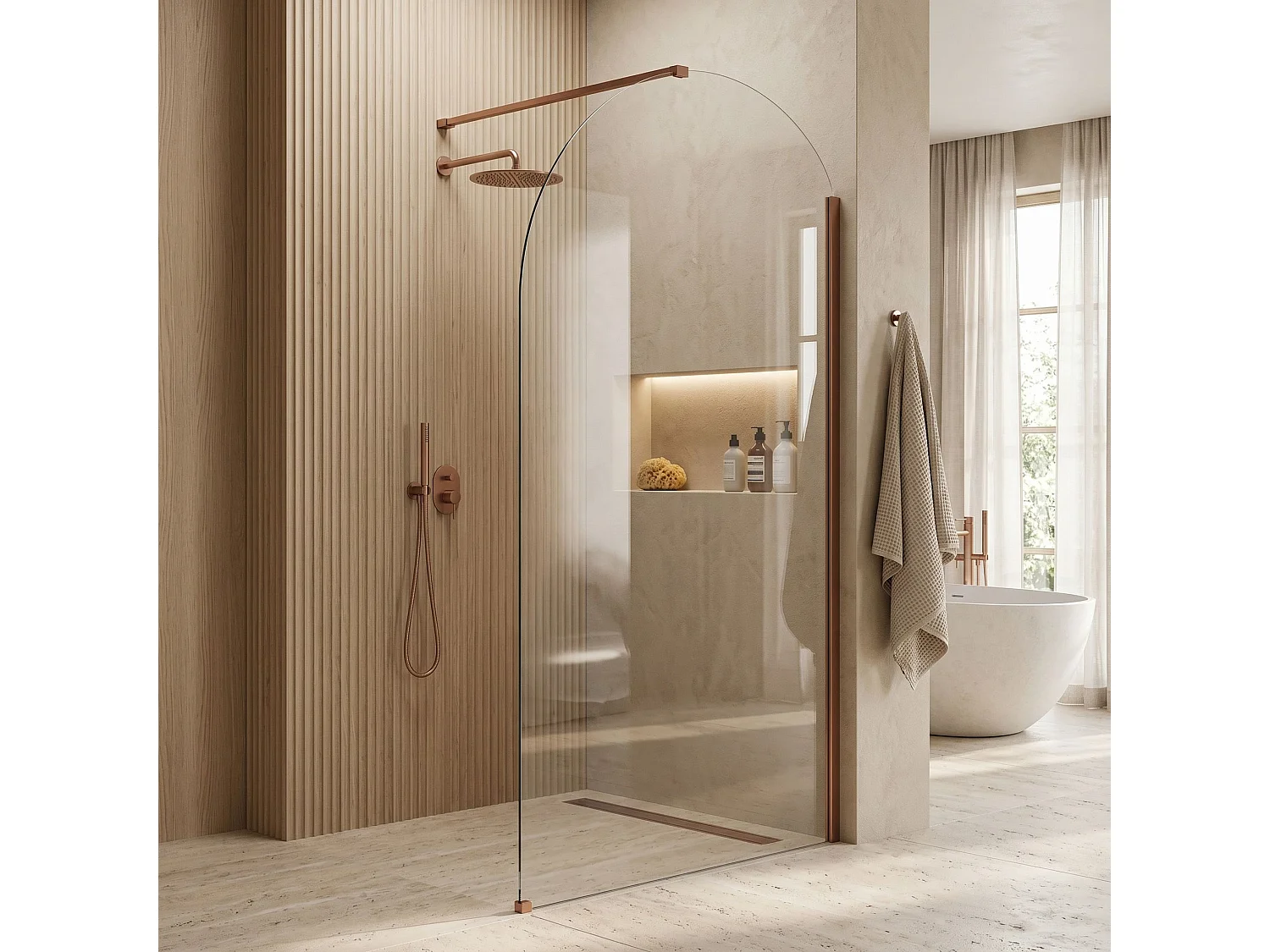 Douchescherm Rea Heaven 120 Walk-In Brush Copper