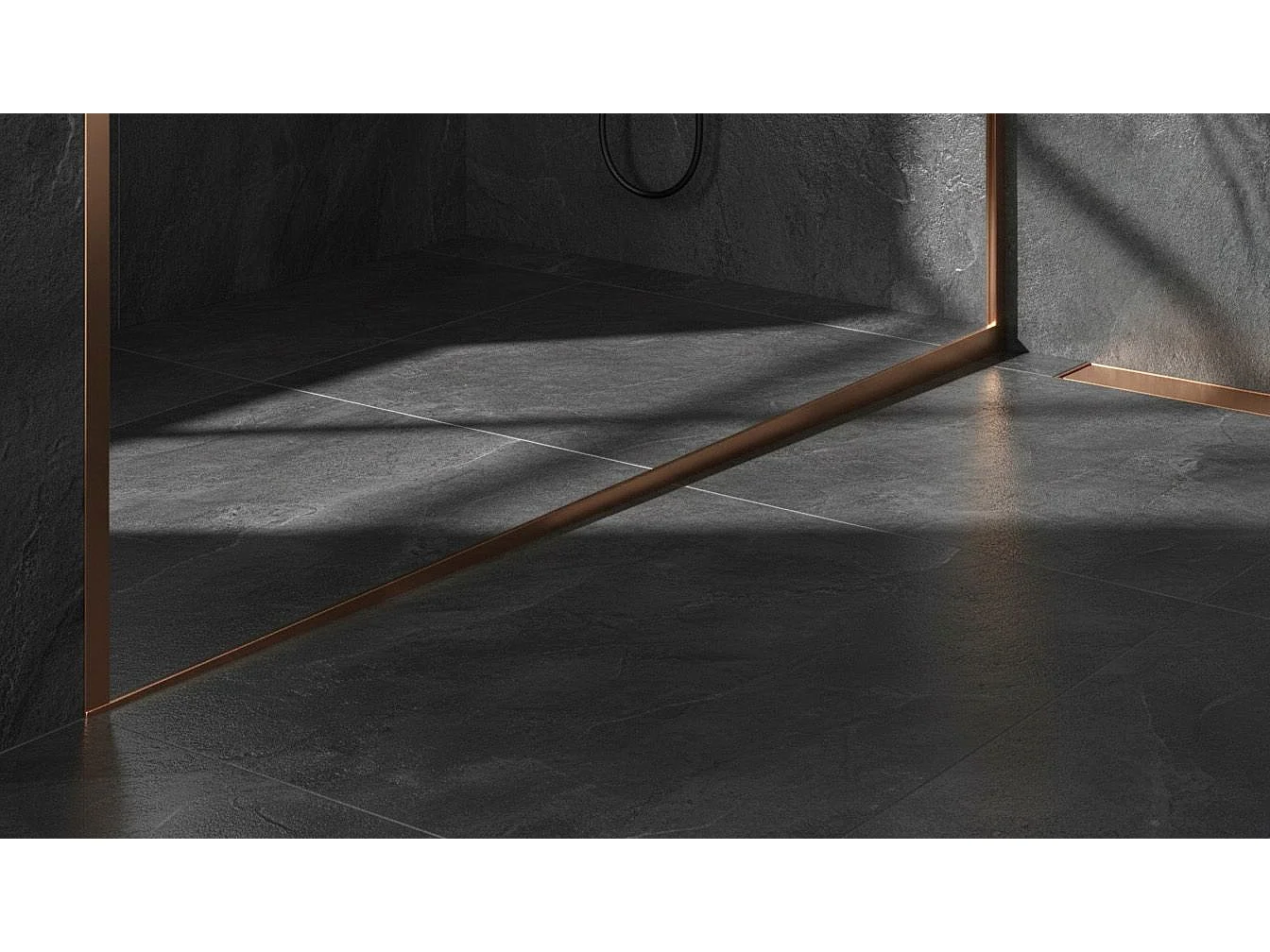 Inclinação Da Base De Duche Rea 100 Cm Left Brush Copper
