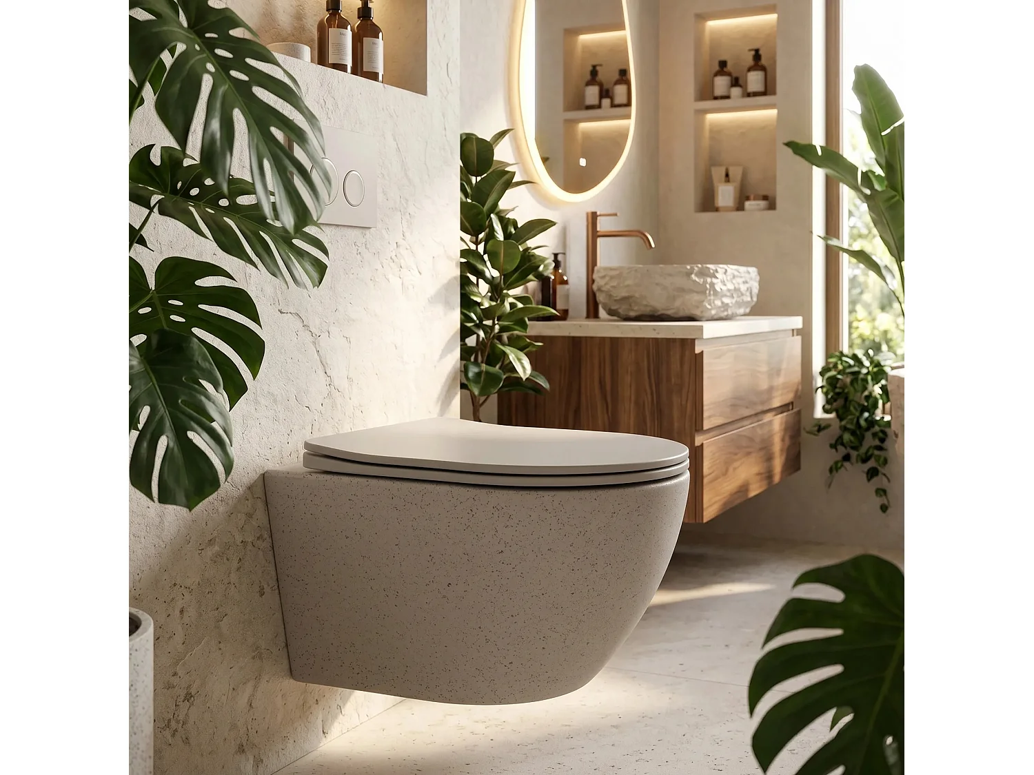 Cuvette Wc Suspendue Rea Carlo Mini Greige Beige